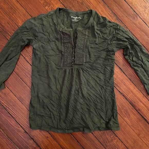 Eddie Bauer Medium Green Blouse - Picture 1 of 5